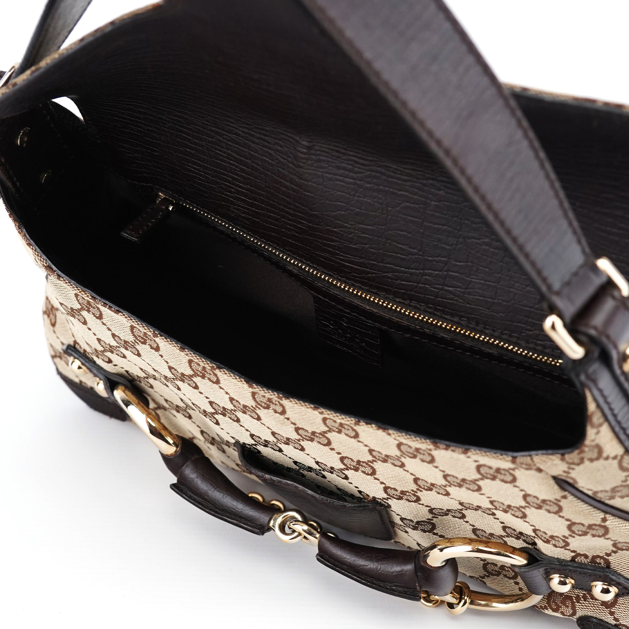 Gucci 114915 Beige GG Horsebit Hobo Shoulder Bag