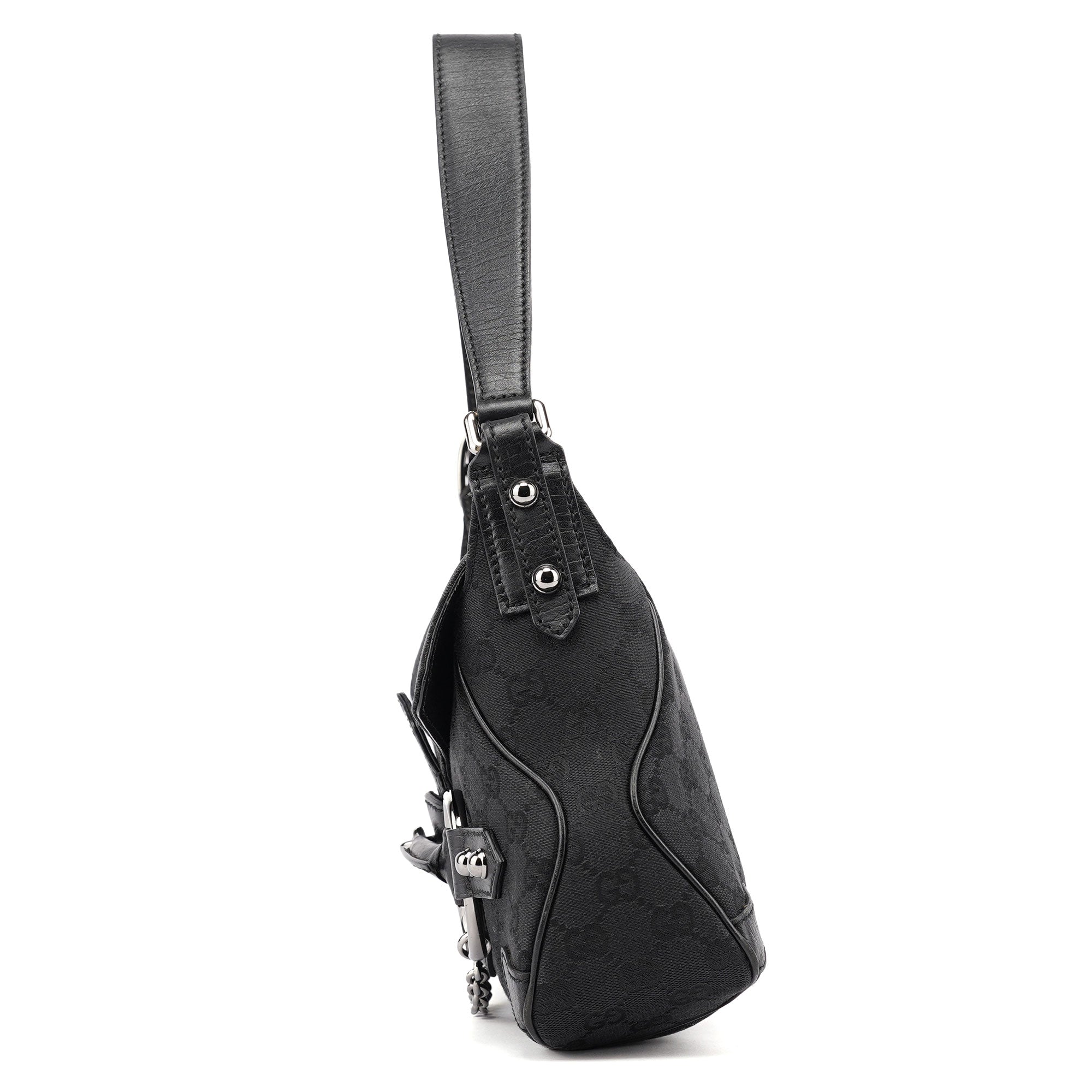 Gucci 114915 Black GG Horsebit Shoulder Bag