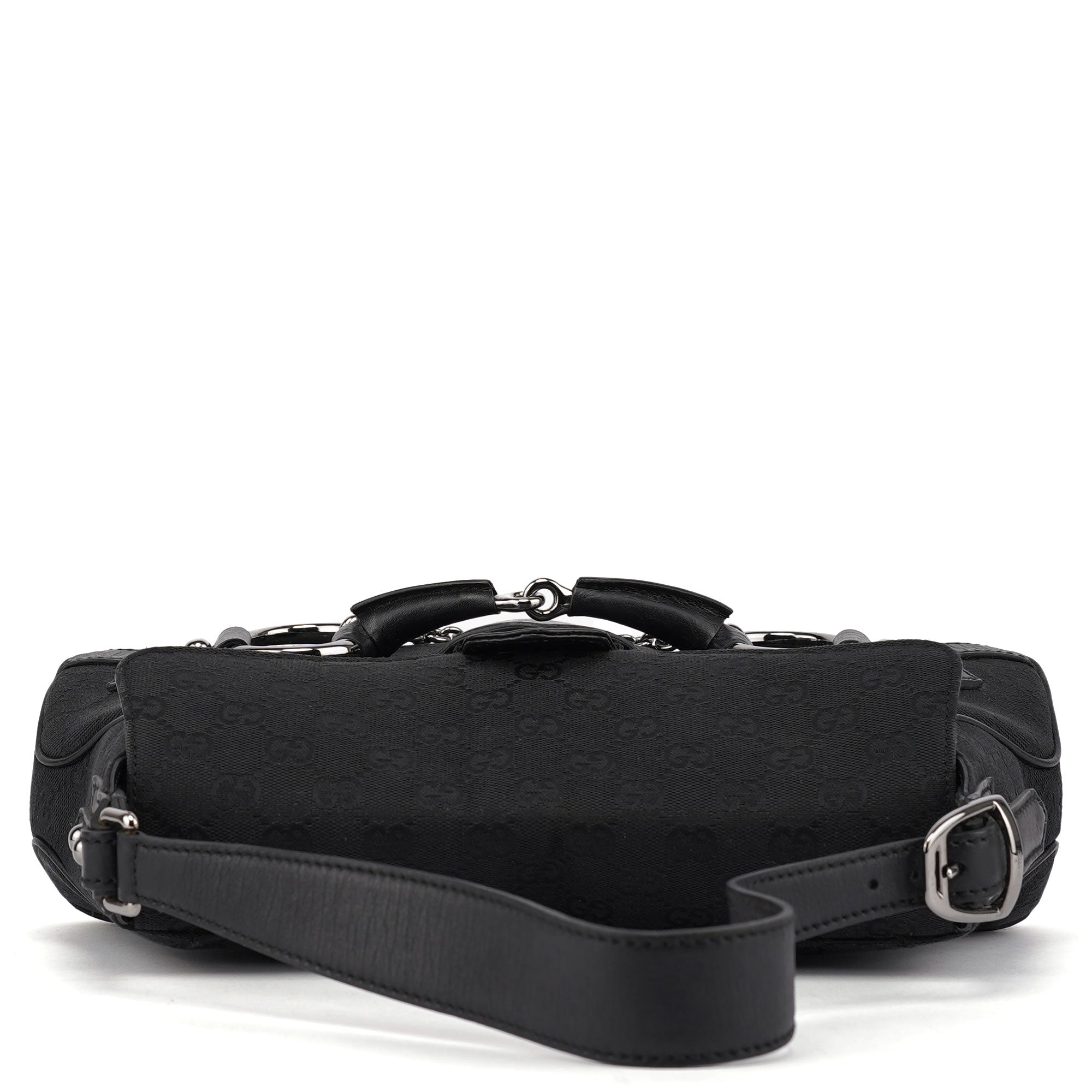 Gucci 114915 Black GG Horsebit Shoulder Bag