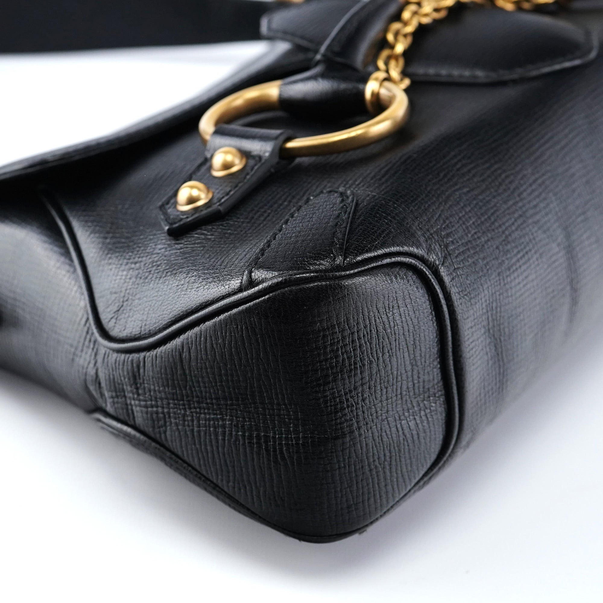 Gucci 114915 Black Leather Horsebit Shoulder Bag