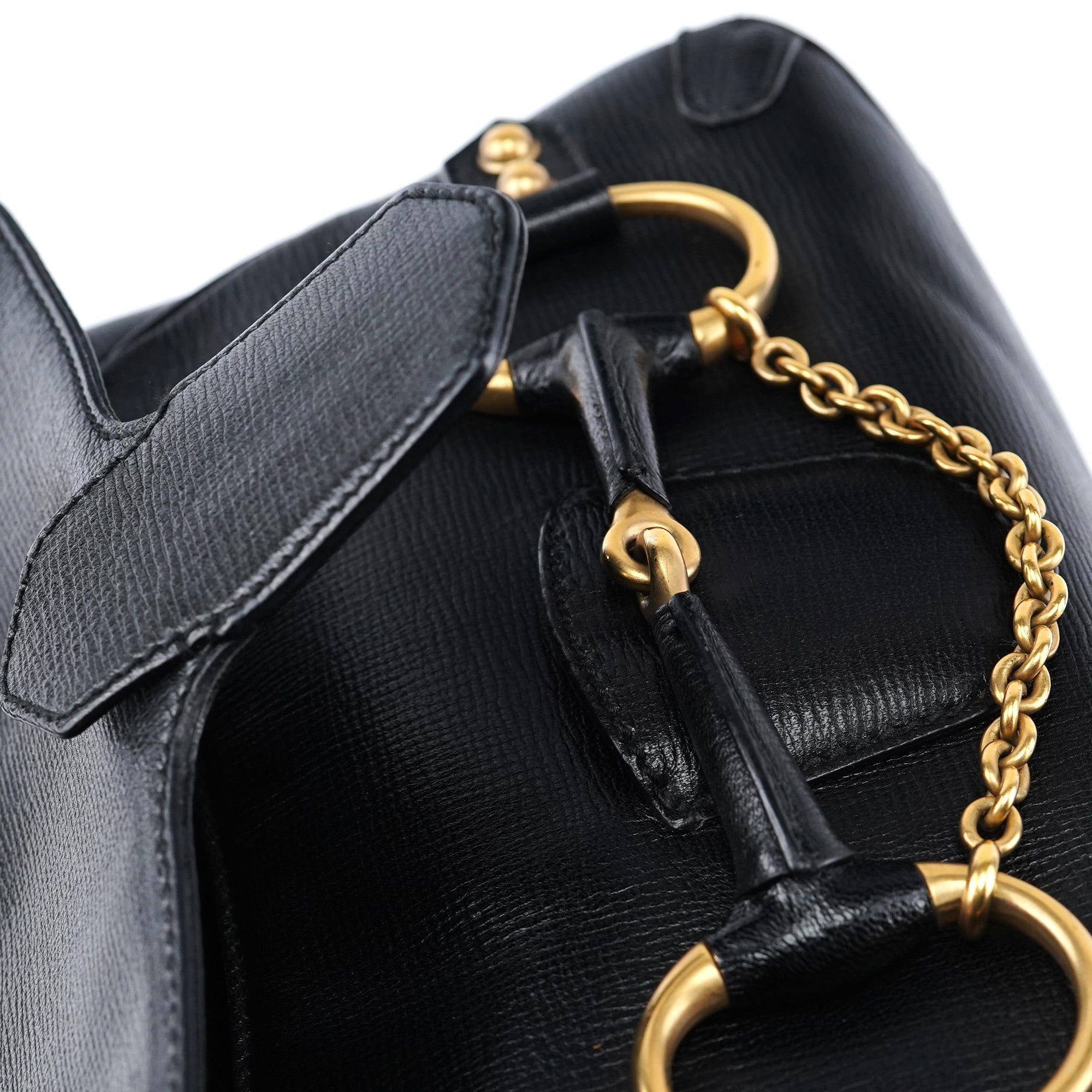 Gucci 114915 Black Leather Horsebit Shoulder Bag