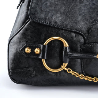 Gucci 114915 Black Leather Horsebit Shoulder Bag