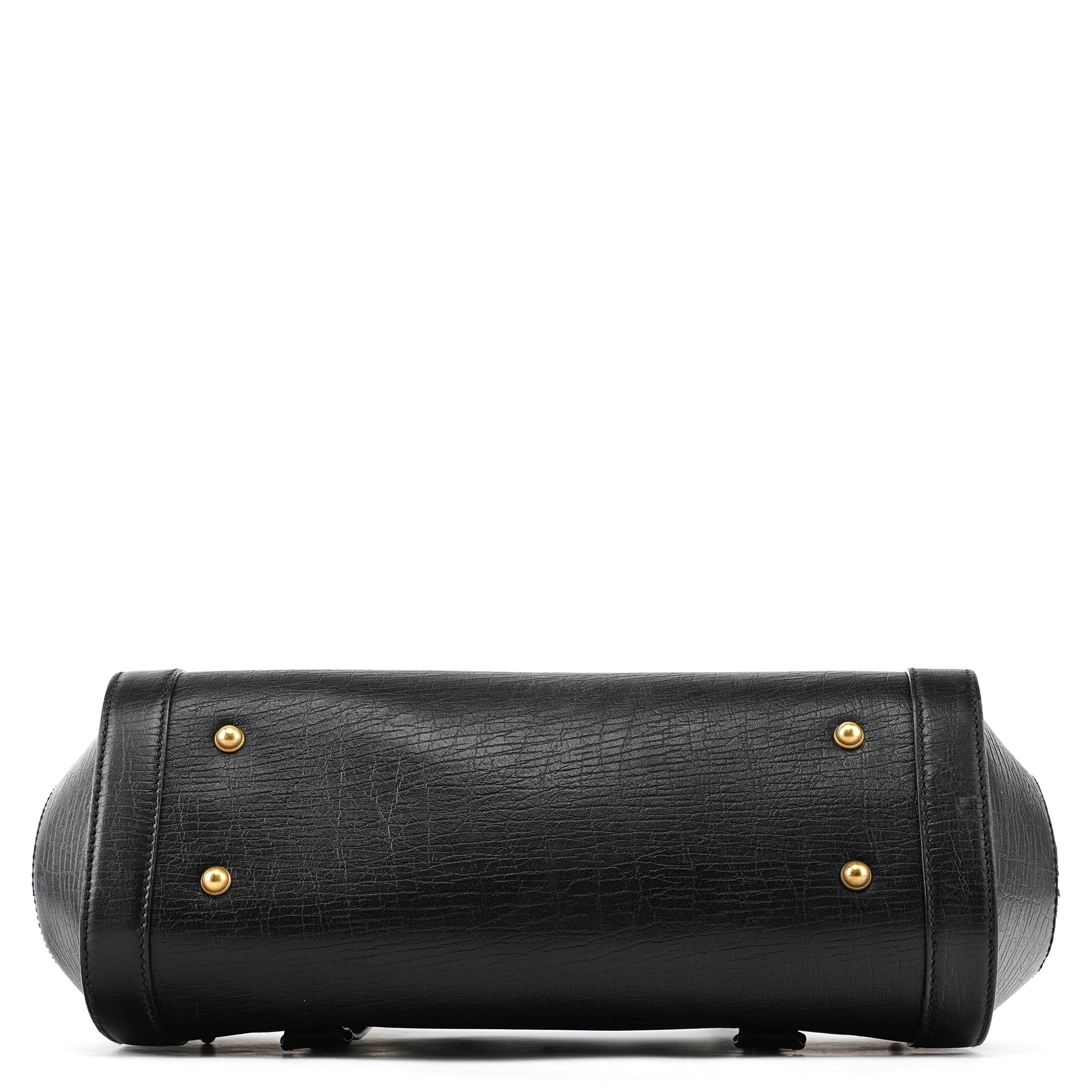 Gucci 114993 Black Leather Bamboo Bullet Shoulder Bag