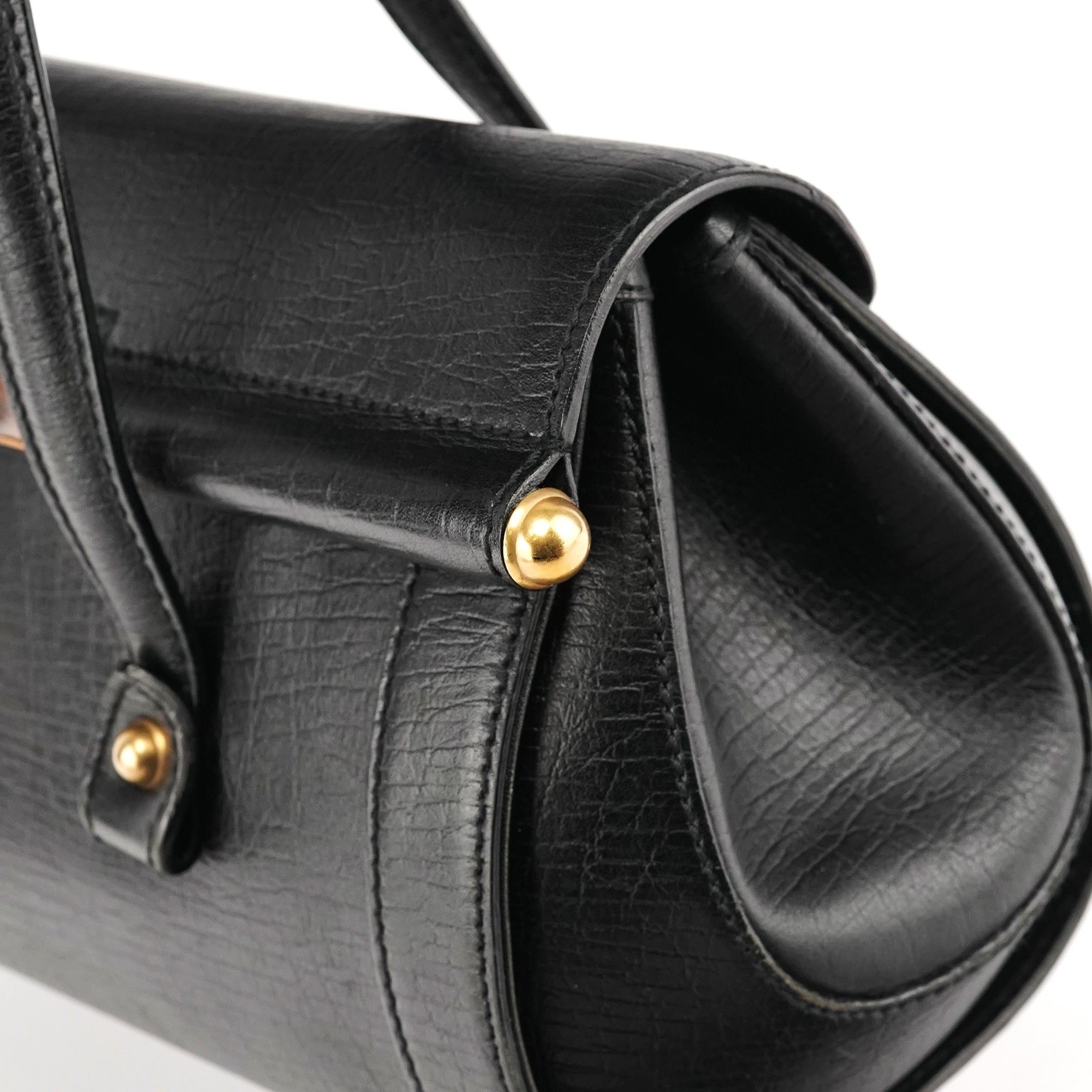 Gucci 114993 Black Leather Bamboo Bullet Shoulder Bag
