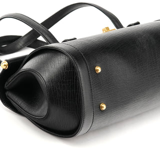 Gucci 114993 Black Leather Bamboo Bullet Shoulder Bag