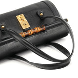 Gucci 114993 Black Leather Bamboo Bullet Shoulder Bag