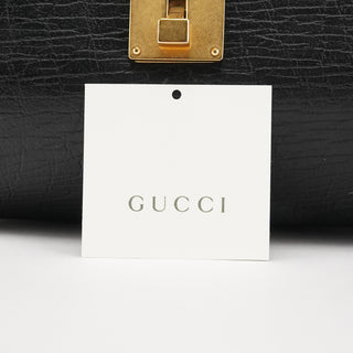 Gucci 114993 Black Leather Bamboo Bullet Shoulder Bag