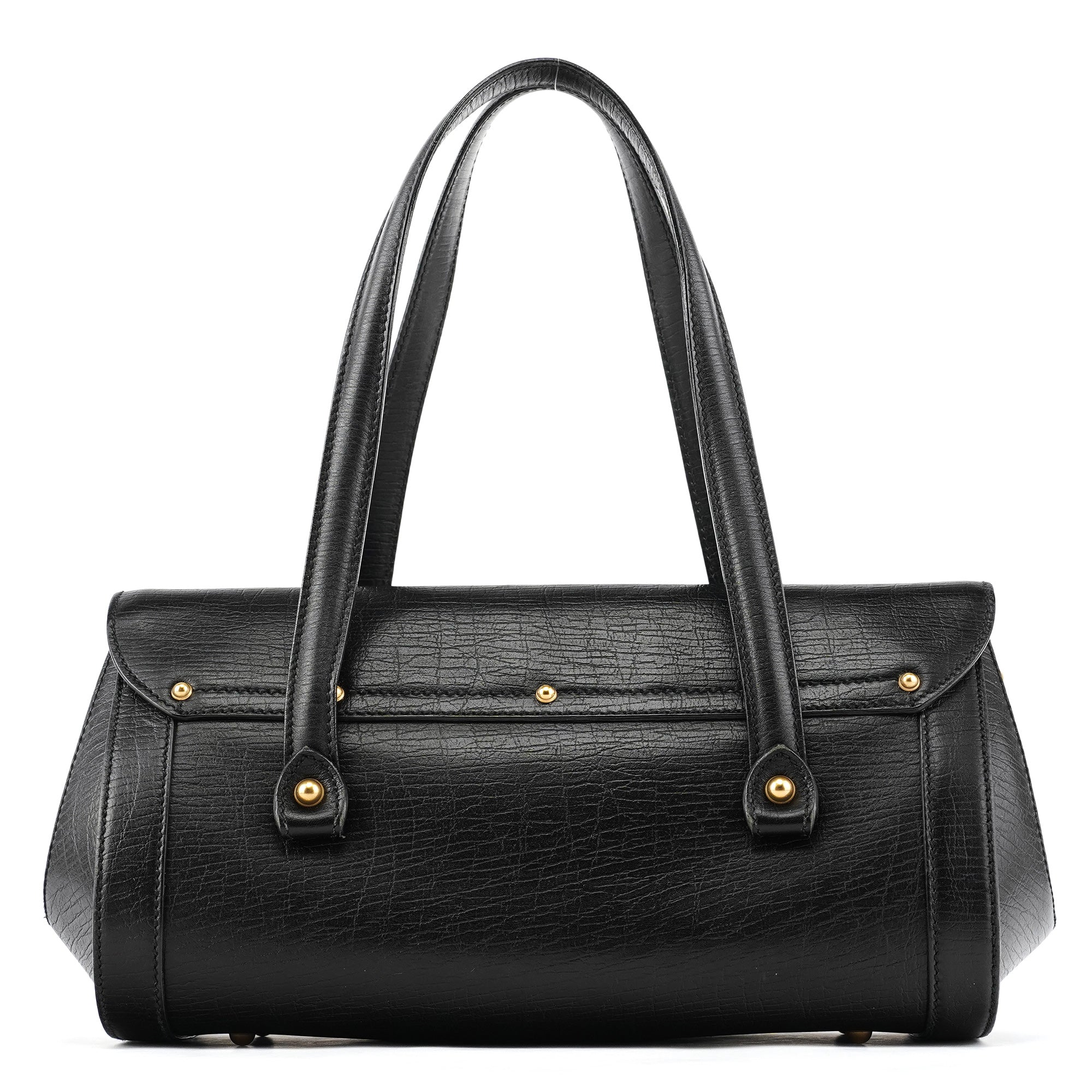 Gucci 114993 Black Leather Bamboo Bullet Shoulder Bag