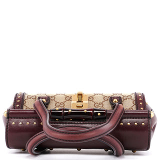 Gucci 114994 Beige GG Burgundy Leather Studded Bag