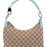 Gucci 115002 Beige Turquoise GG Shoulder Bag