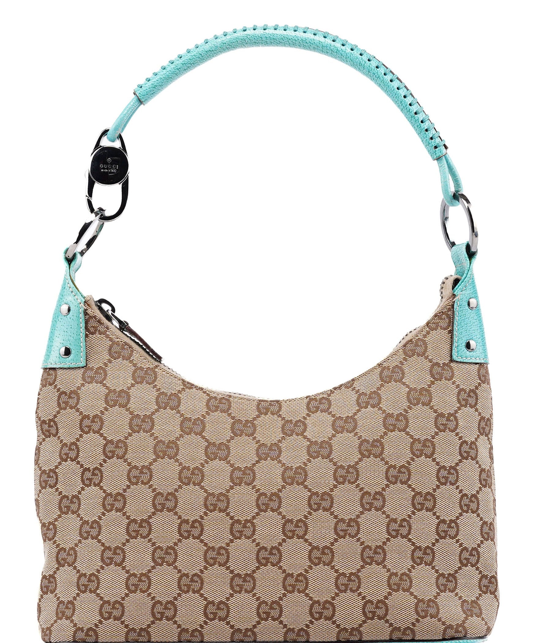 Gucci 115002 Beige Turquoise GG Shoulder Bag