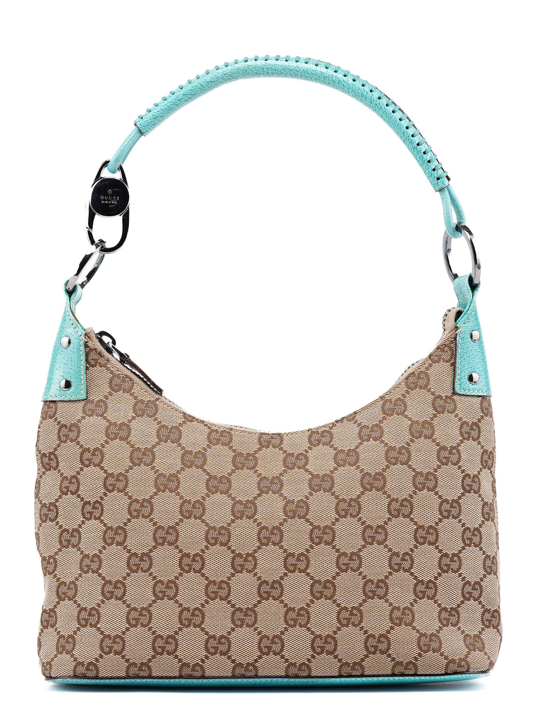 Gucci 115002 Beige Turquoise GG Shoulder Bag