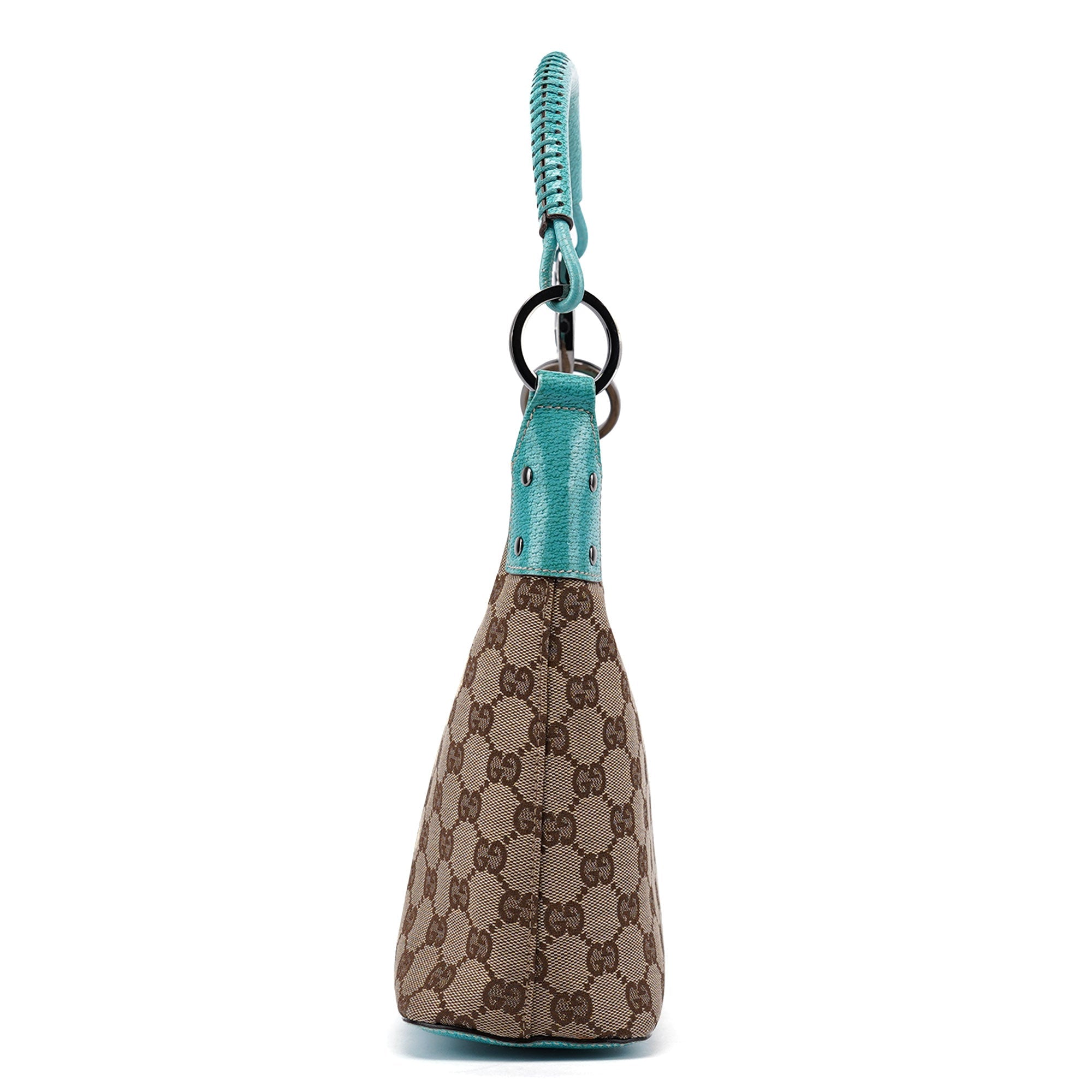 Gucci 115002 Beige Turquoise GG Shoulder Bag
