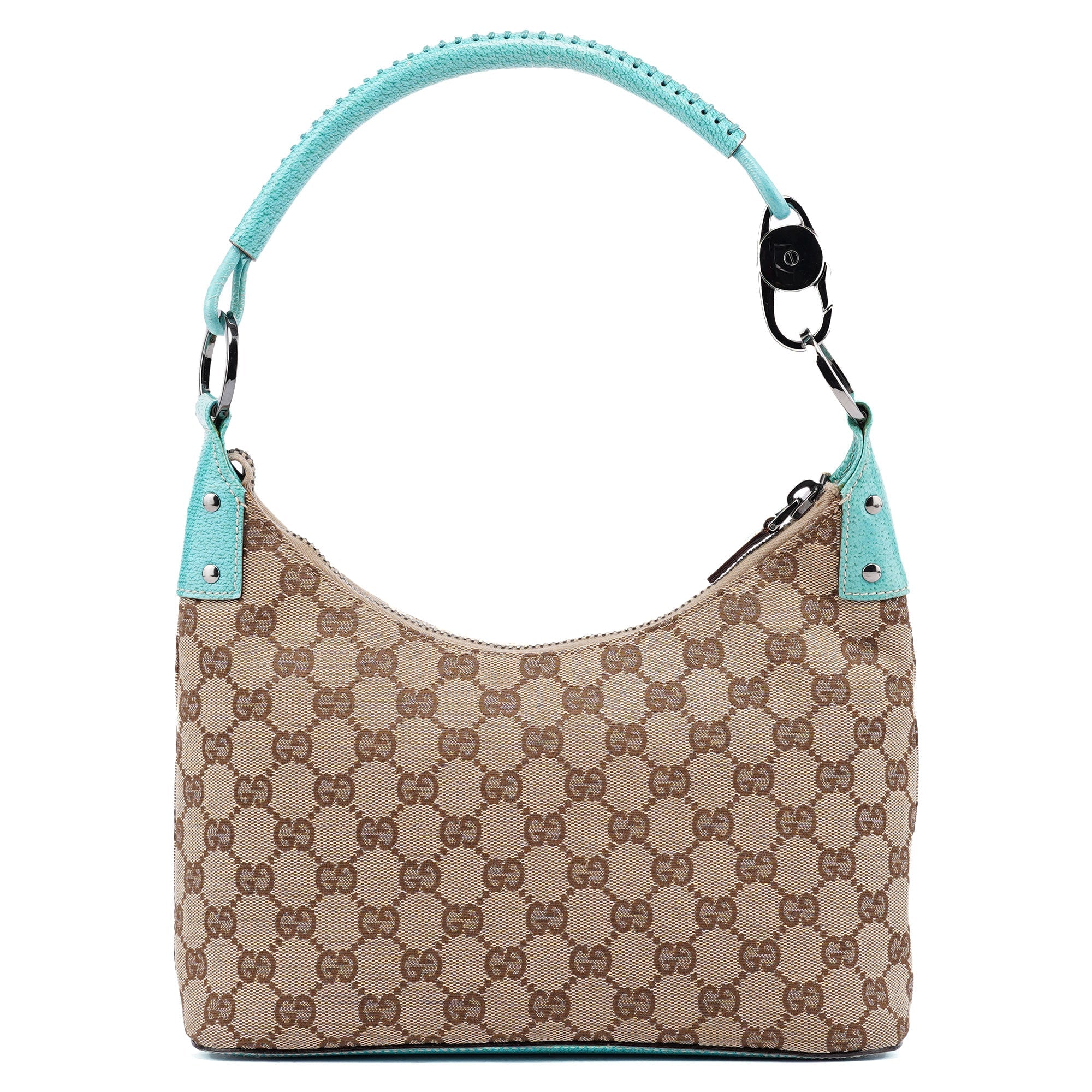 Gucci 115002 Beige Turquoise GG Shoulder Bag