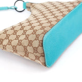 Gucci 115002 Beige Turquoise GG Shoulder Bag