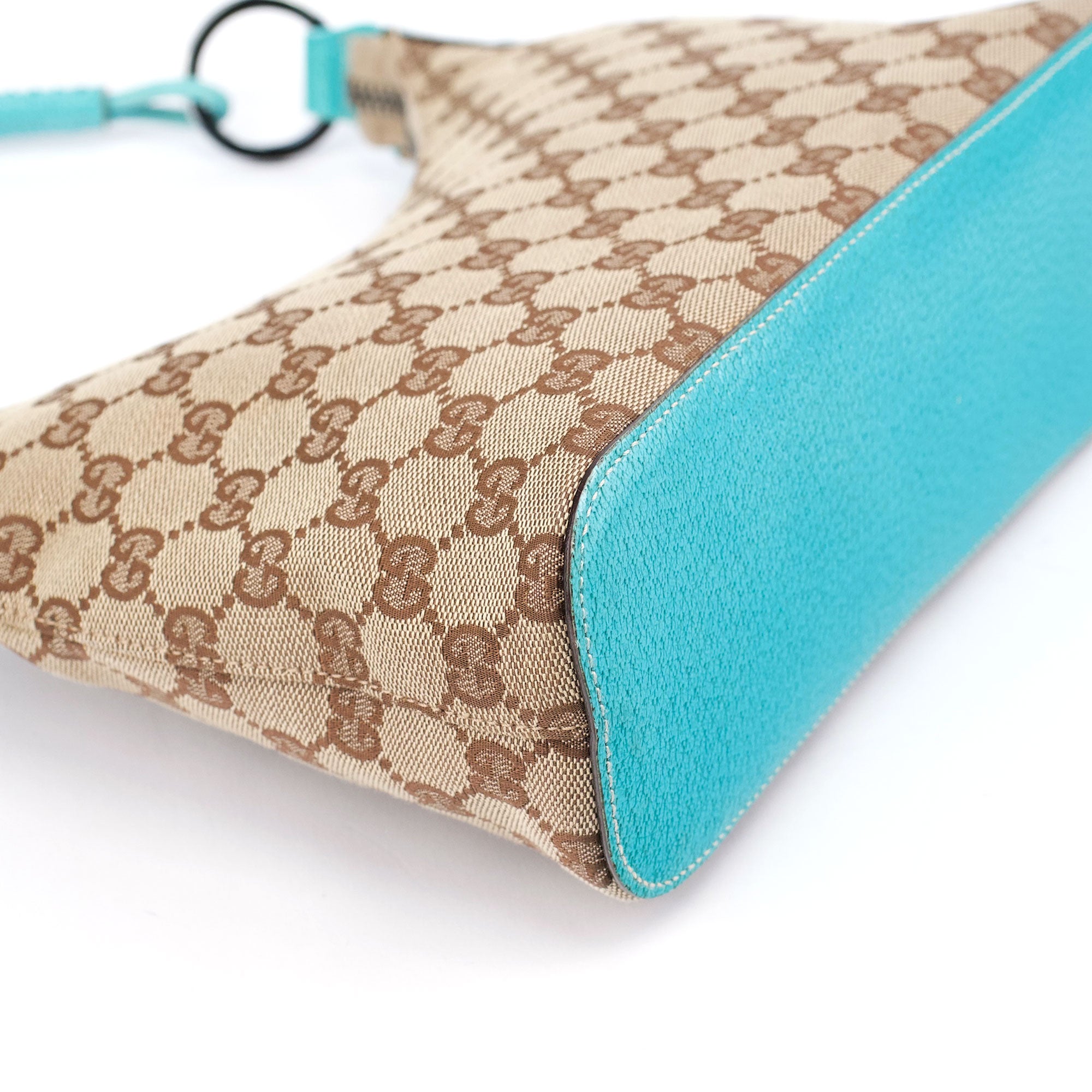 Gucci 115002 Beige Turquoise GG Shoulder Bag