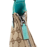 Gucci 115002 Beige Turquoise GG Shoulder Bag