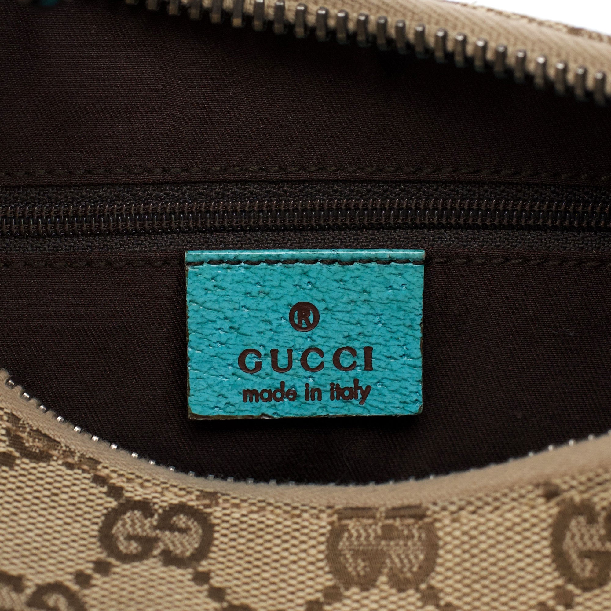 Gucci 115002 Beige Turquoise GG Shoulder Bag