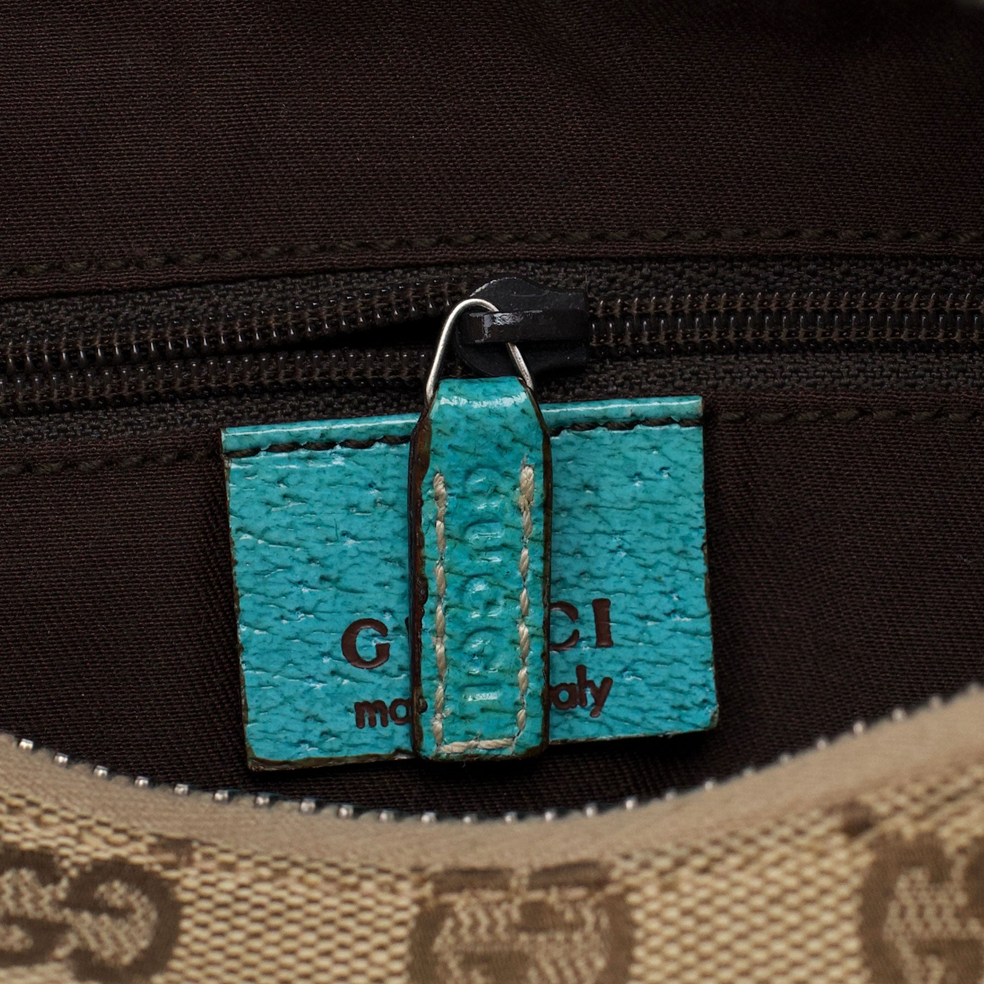 Gucci 115002 Beige Turquoise GG Shoulder Bag