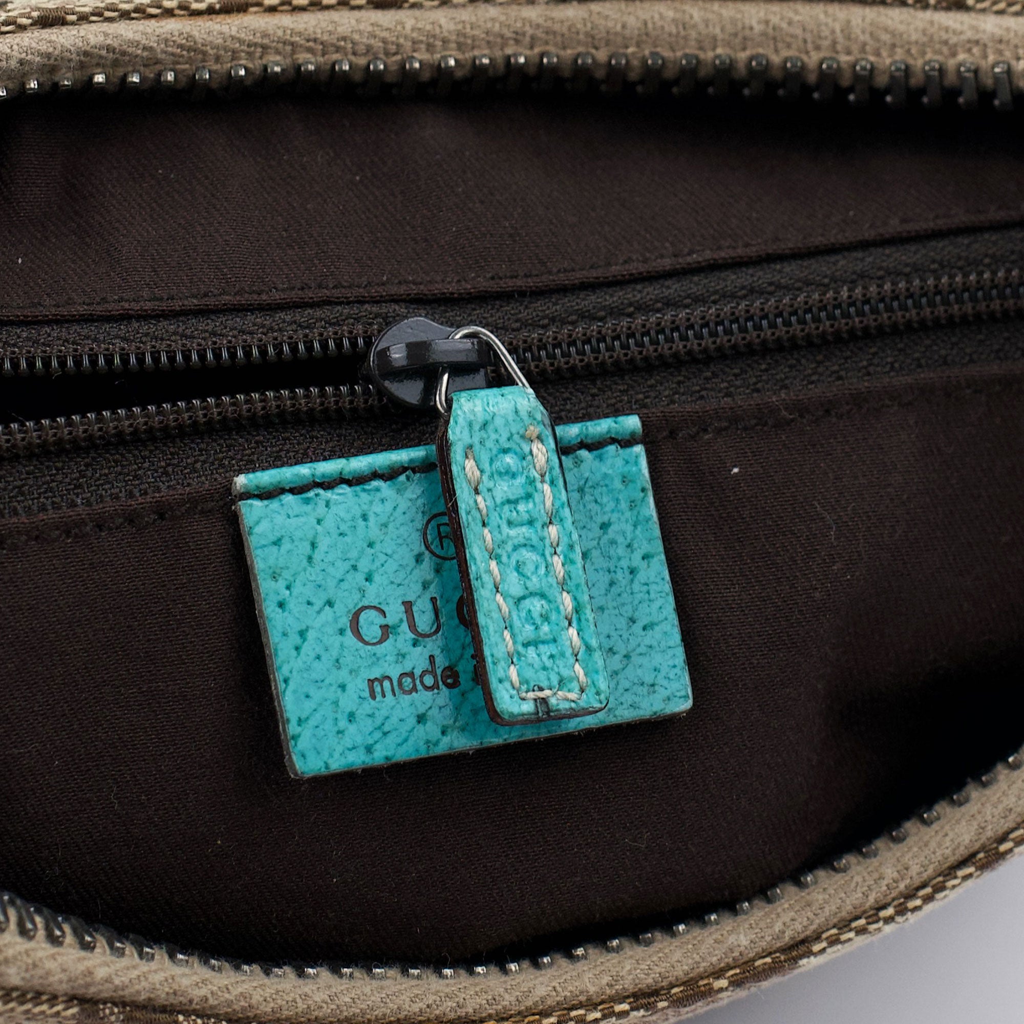 Gucci 115002 Beige Turquoise GG Shoulder Bag