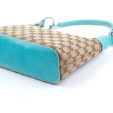 Gucci 115002 Beige Turquoise GG Shoulder Bag