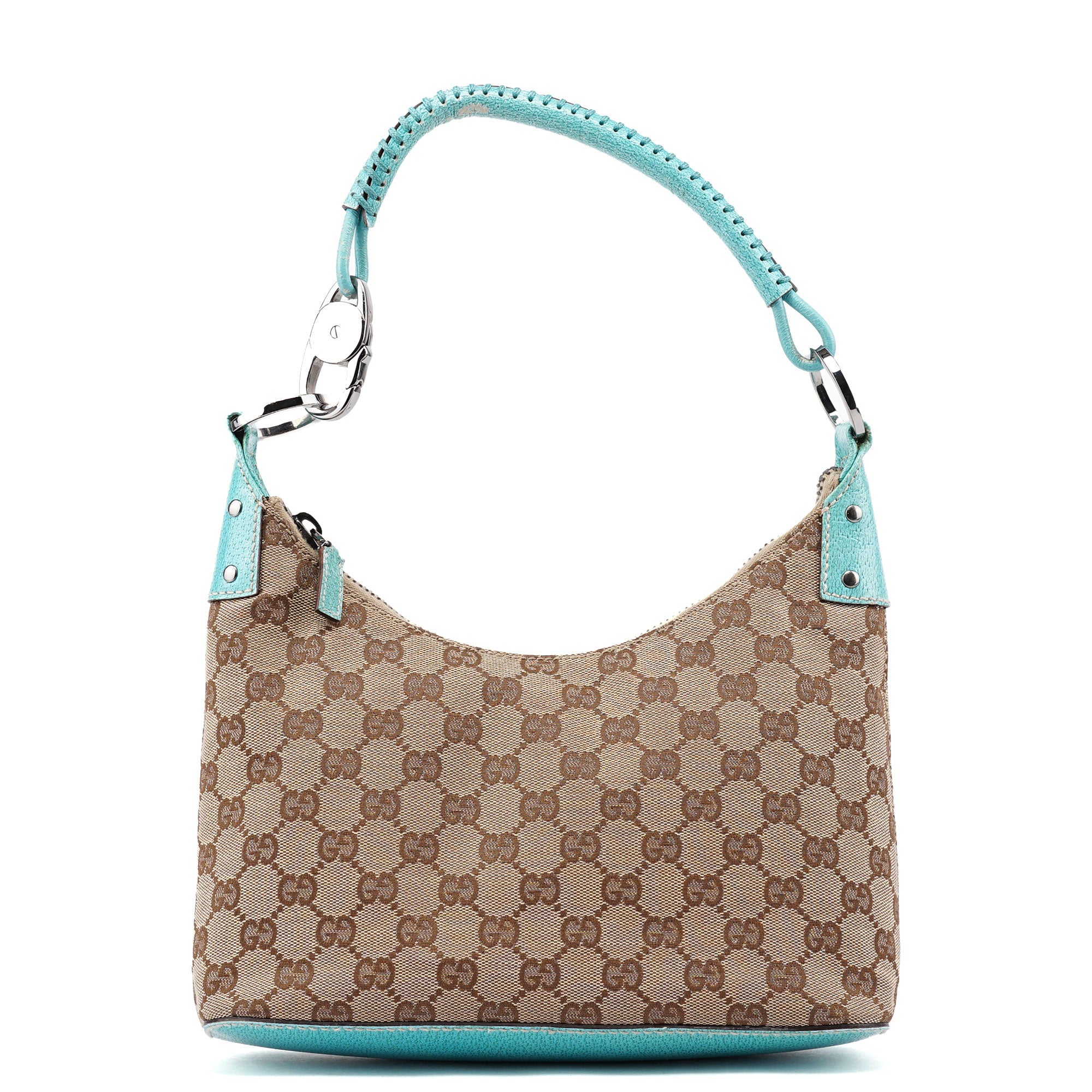 Gucci 115002 Beige Turquoise GG Shoulder Bag