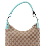 Gucci 115002 Beige Turquoise GG Shoulder Bag