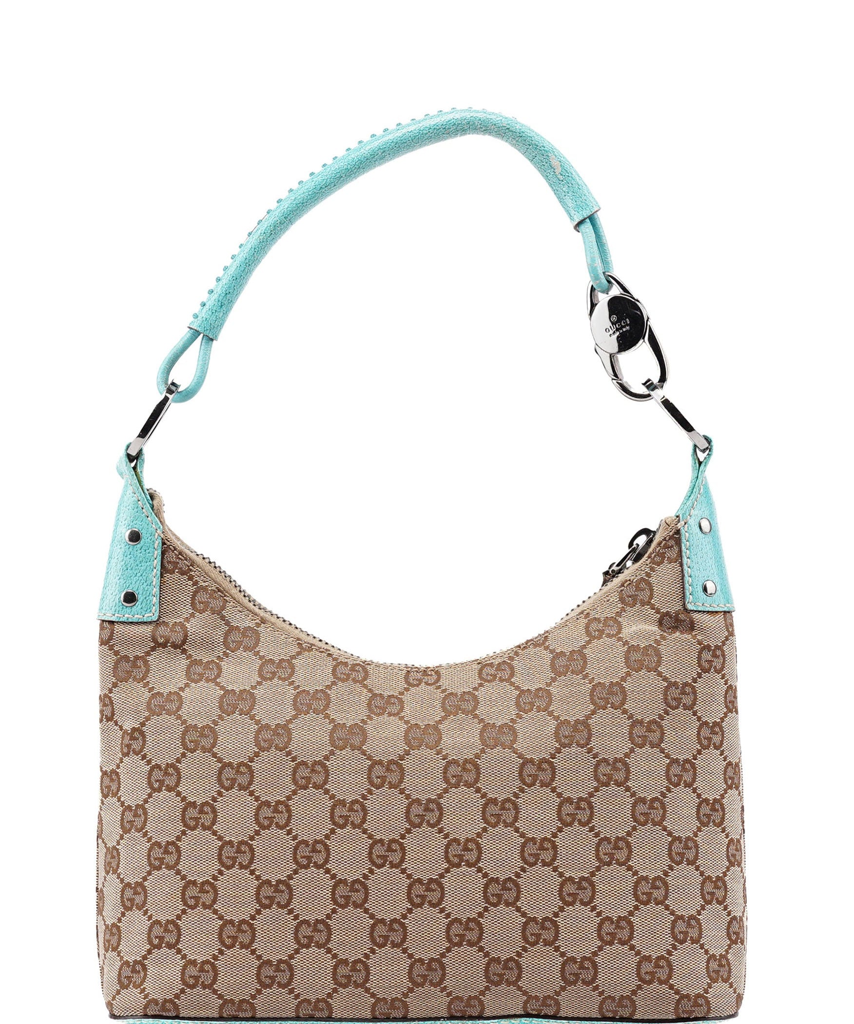 Gucci 115002 Beige Turquoise GG Shoulder Bag