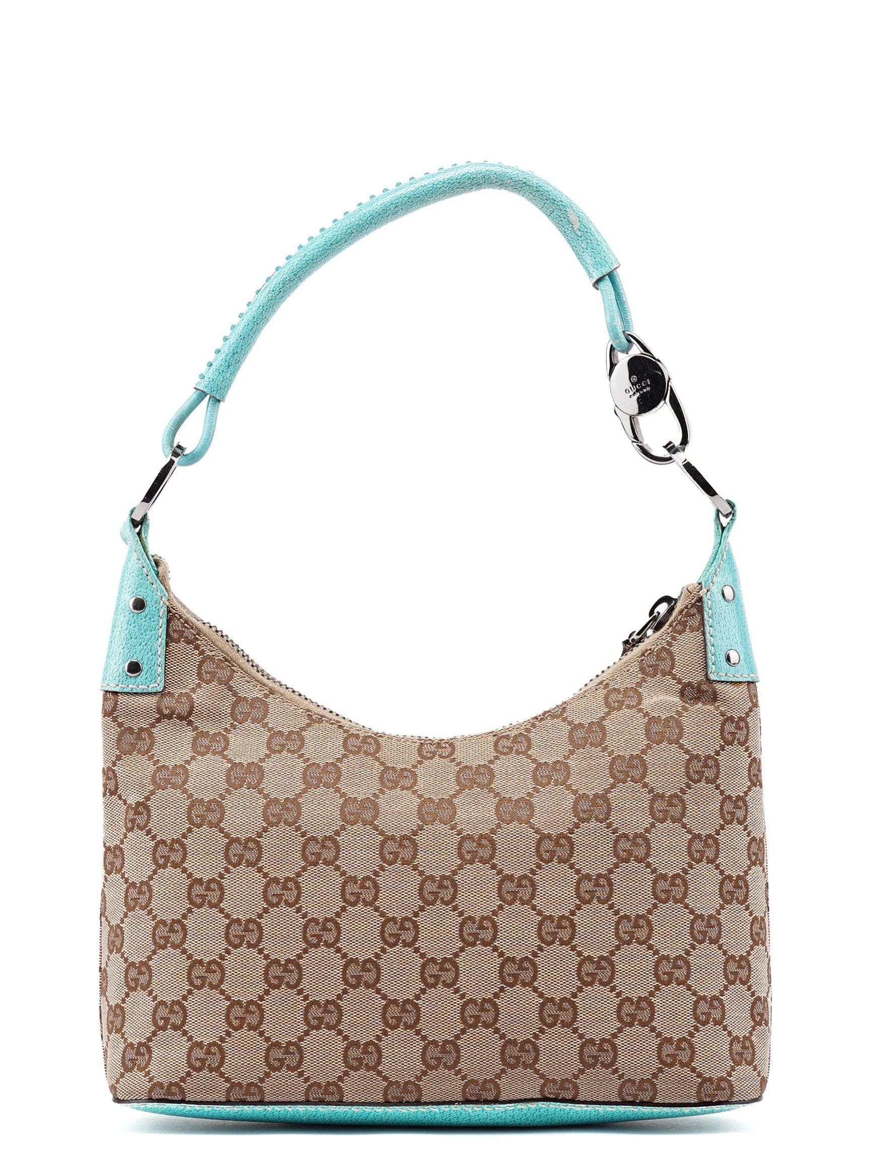 Gucci 115002 Beige Turquoise GG Shoulder Bag