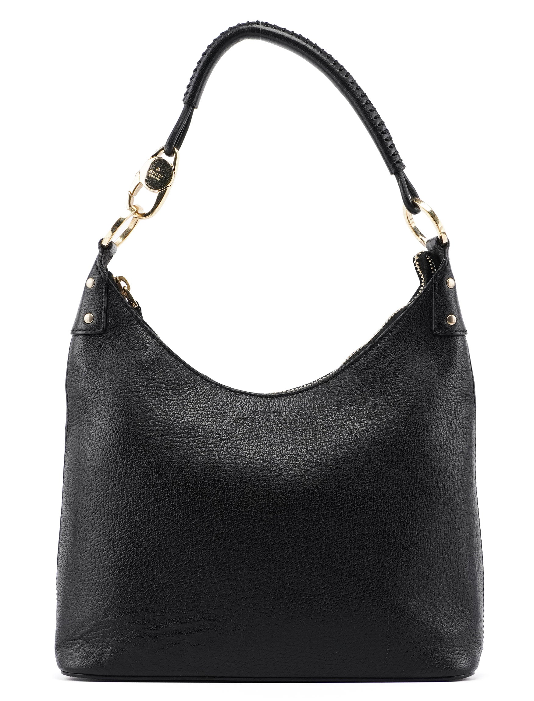 Gucci 115003 Black Leather Hobo Shoulder Bag