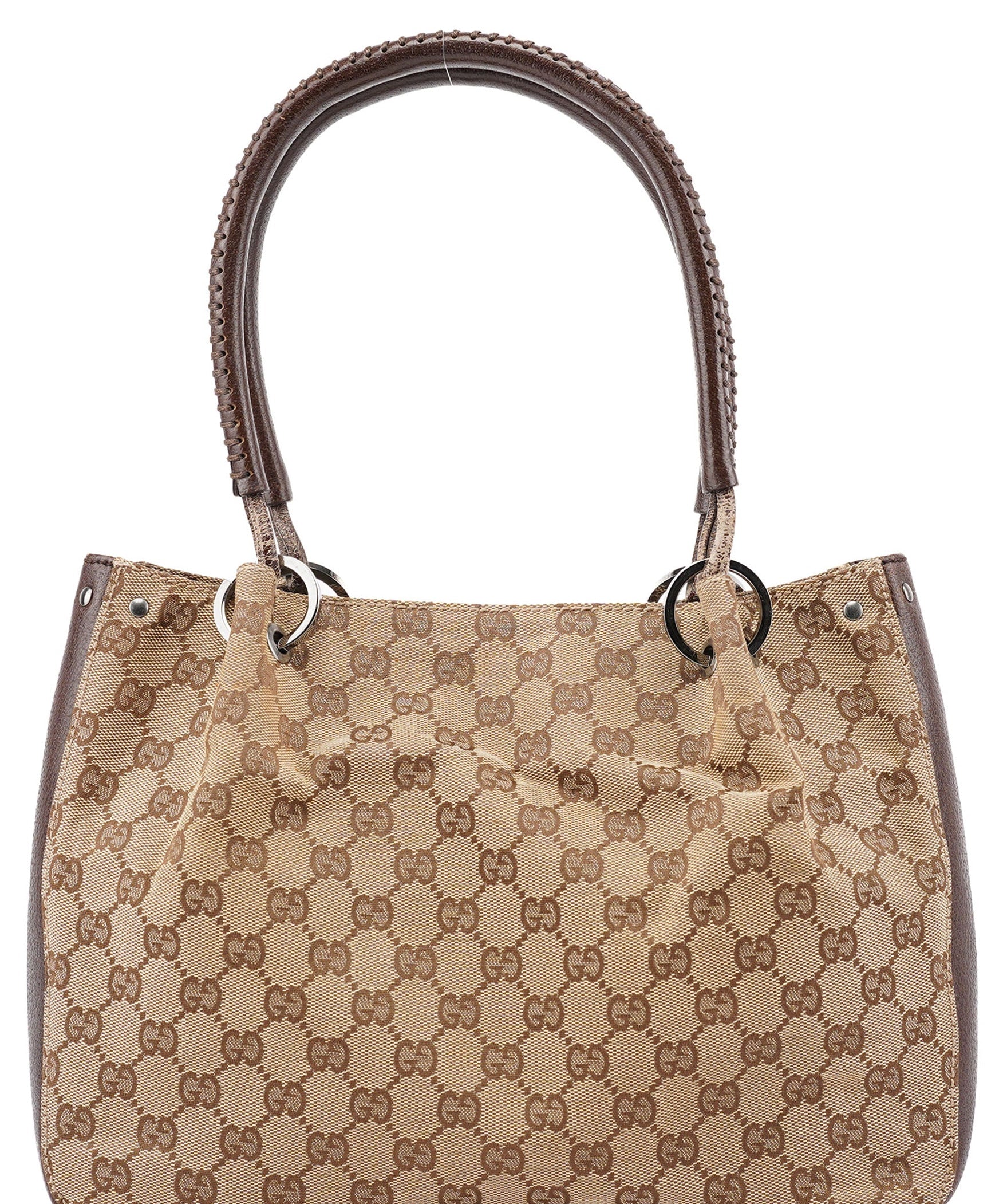 Gucci 115007 Beige GG Leather Tote Bag