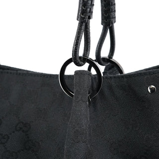 Gucci 115016 Black GG Leather Tote Bag