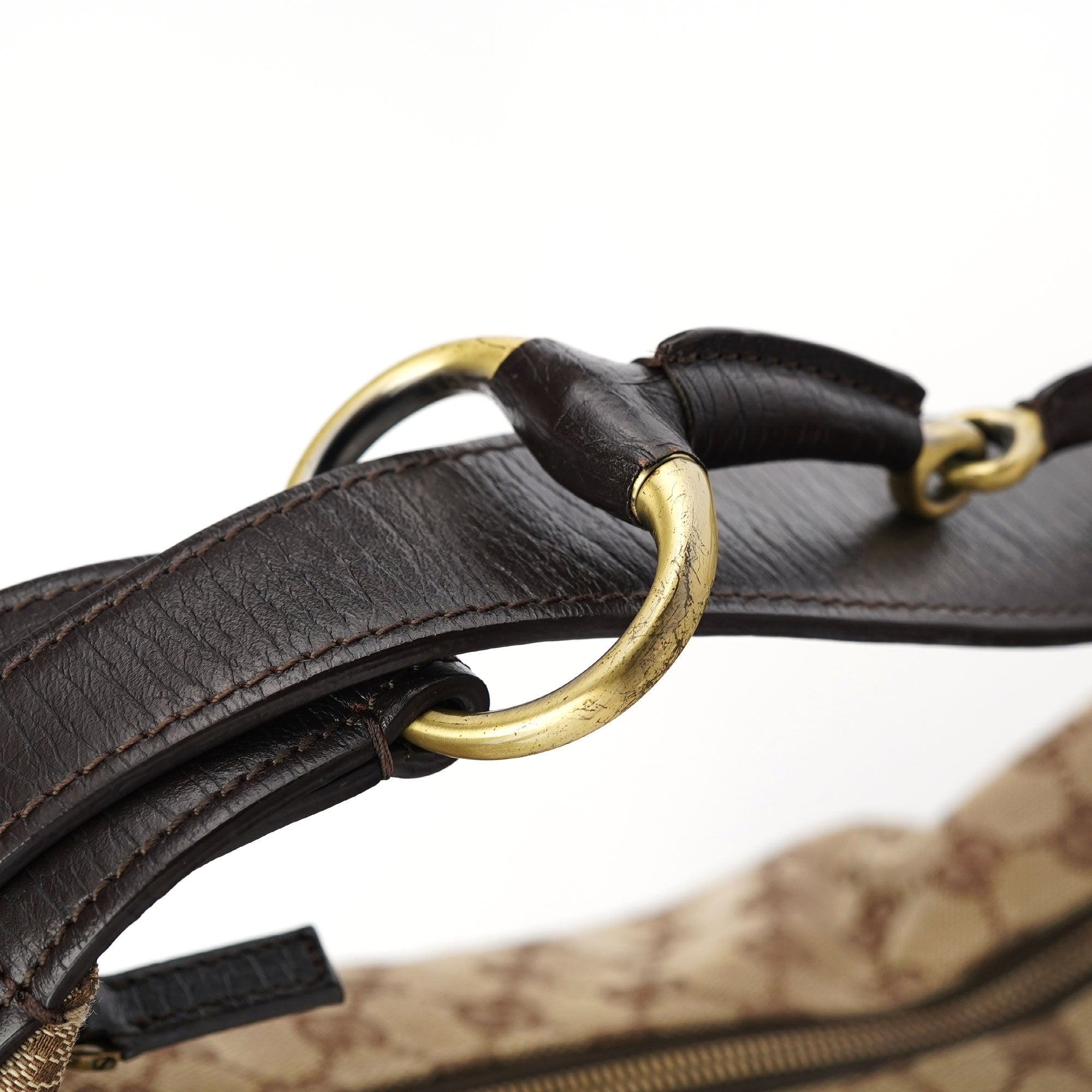 Gucci 115867 Beige GG Horsebit Shoulder Bag