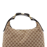 Gucci 115867 Beige GG Horsebit Shoulder Bag