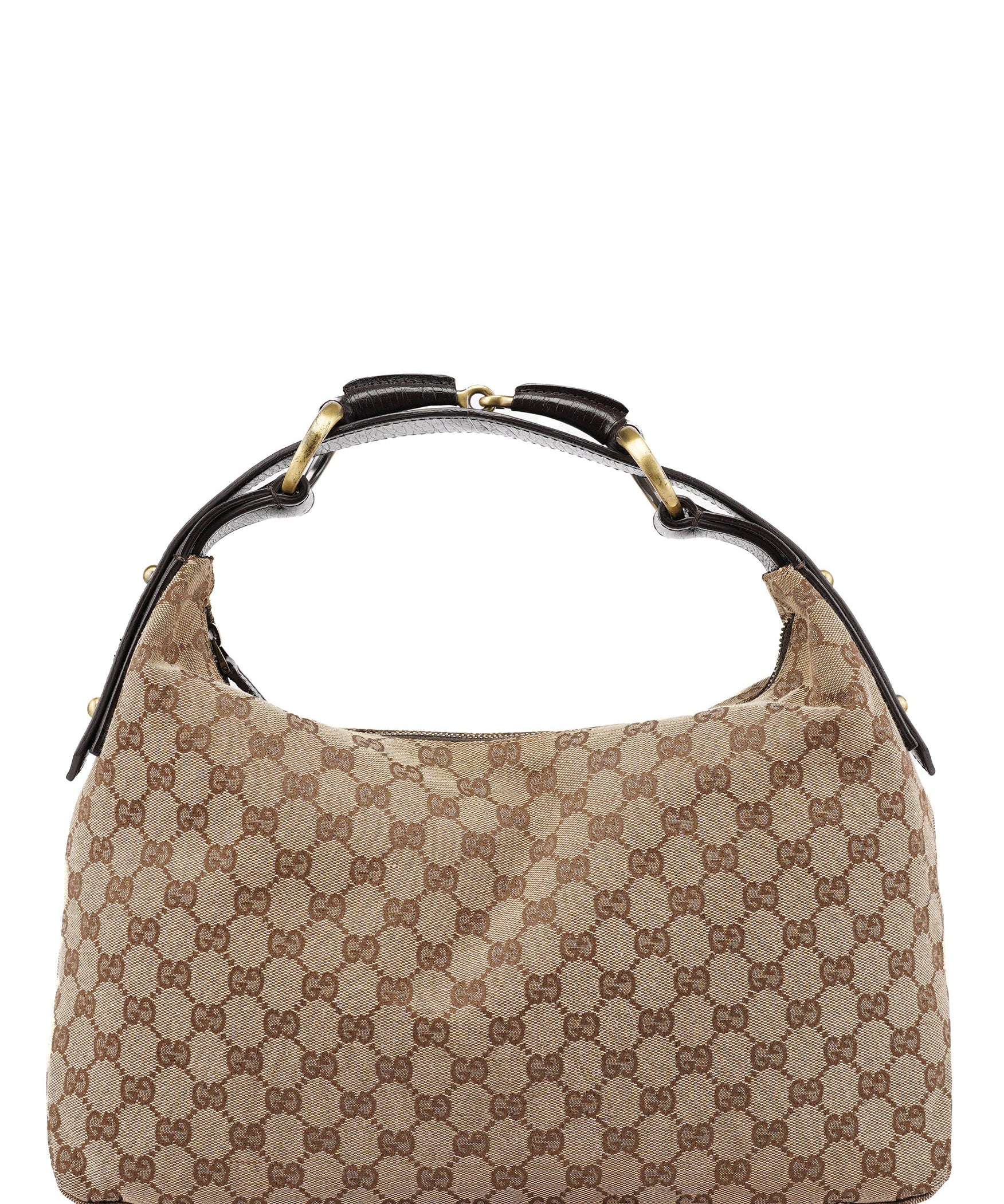 Gucci 115867 Beige GG Horsebit Shoulder Bag