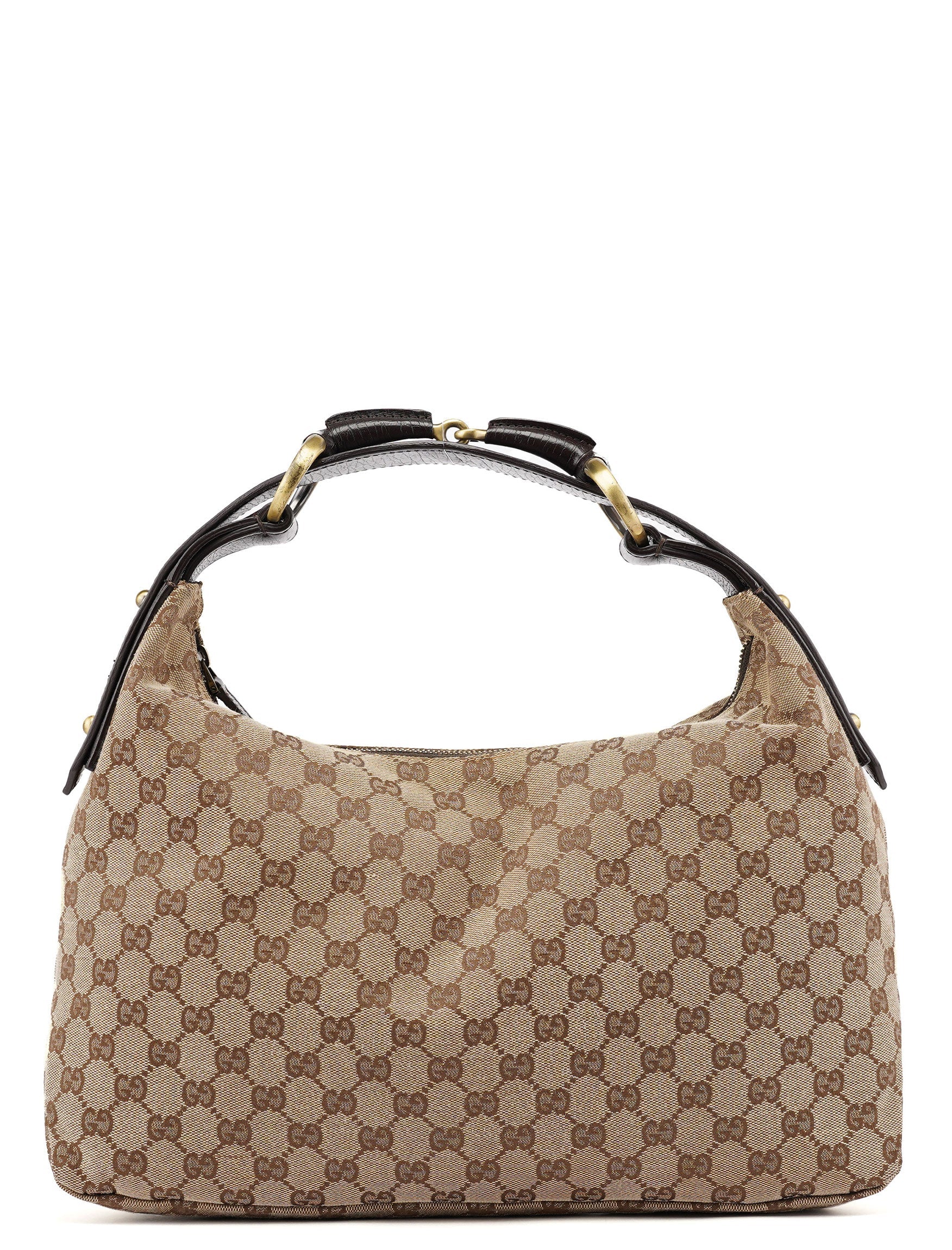 Gucci 115867 Beige GG Horsebit Shoulder Bag