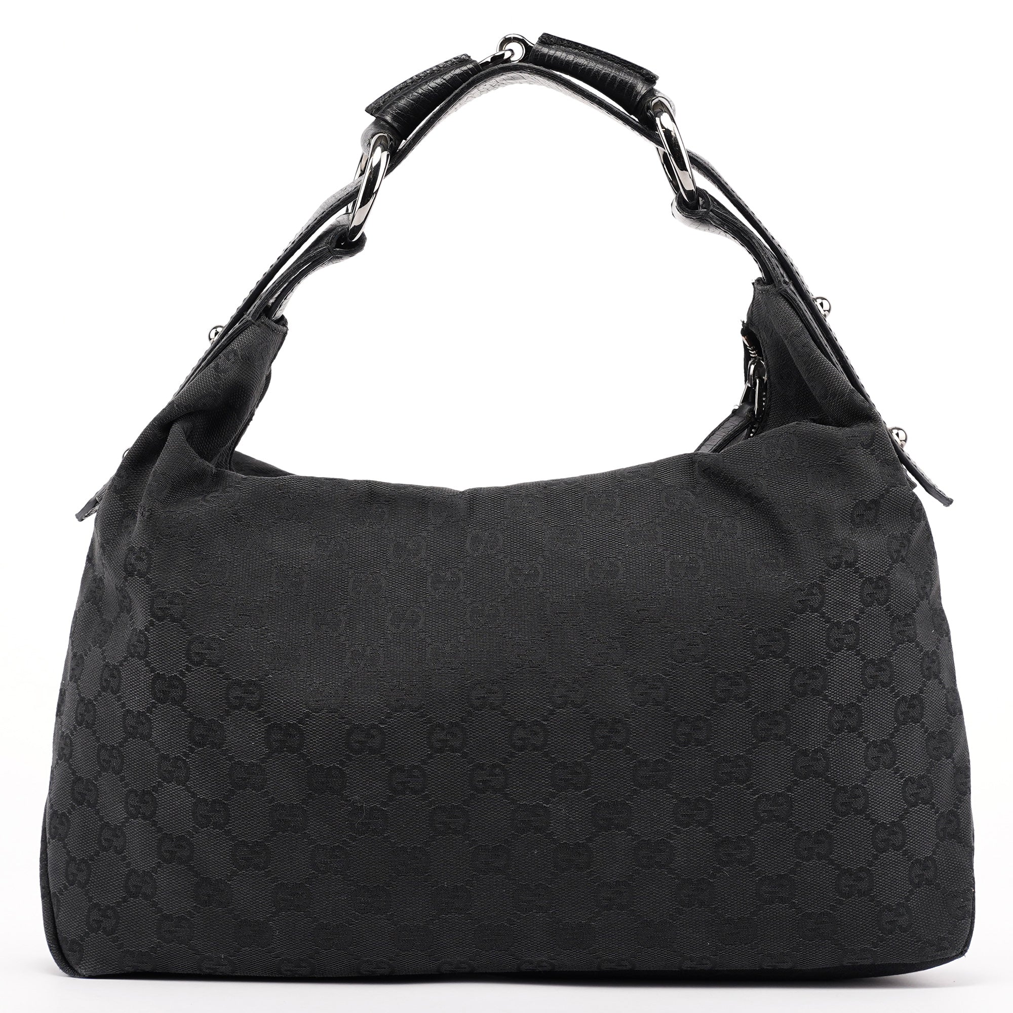 Gucci 115867 Black GG Horsebit Shoulder Bag