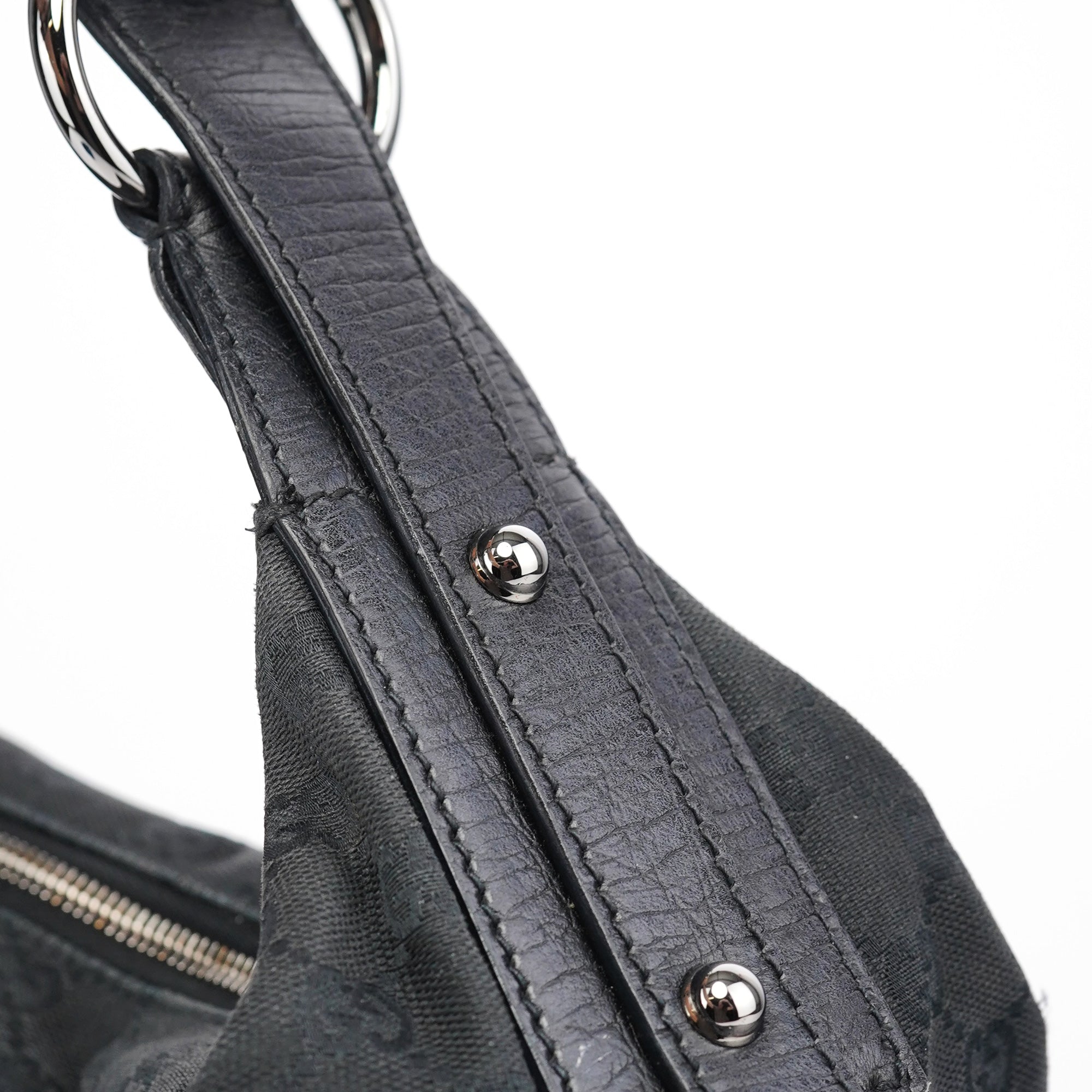 Gucci 115867 Black GG Horsebit Shoulder Bag