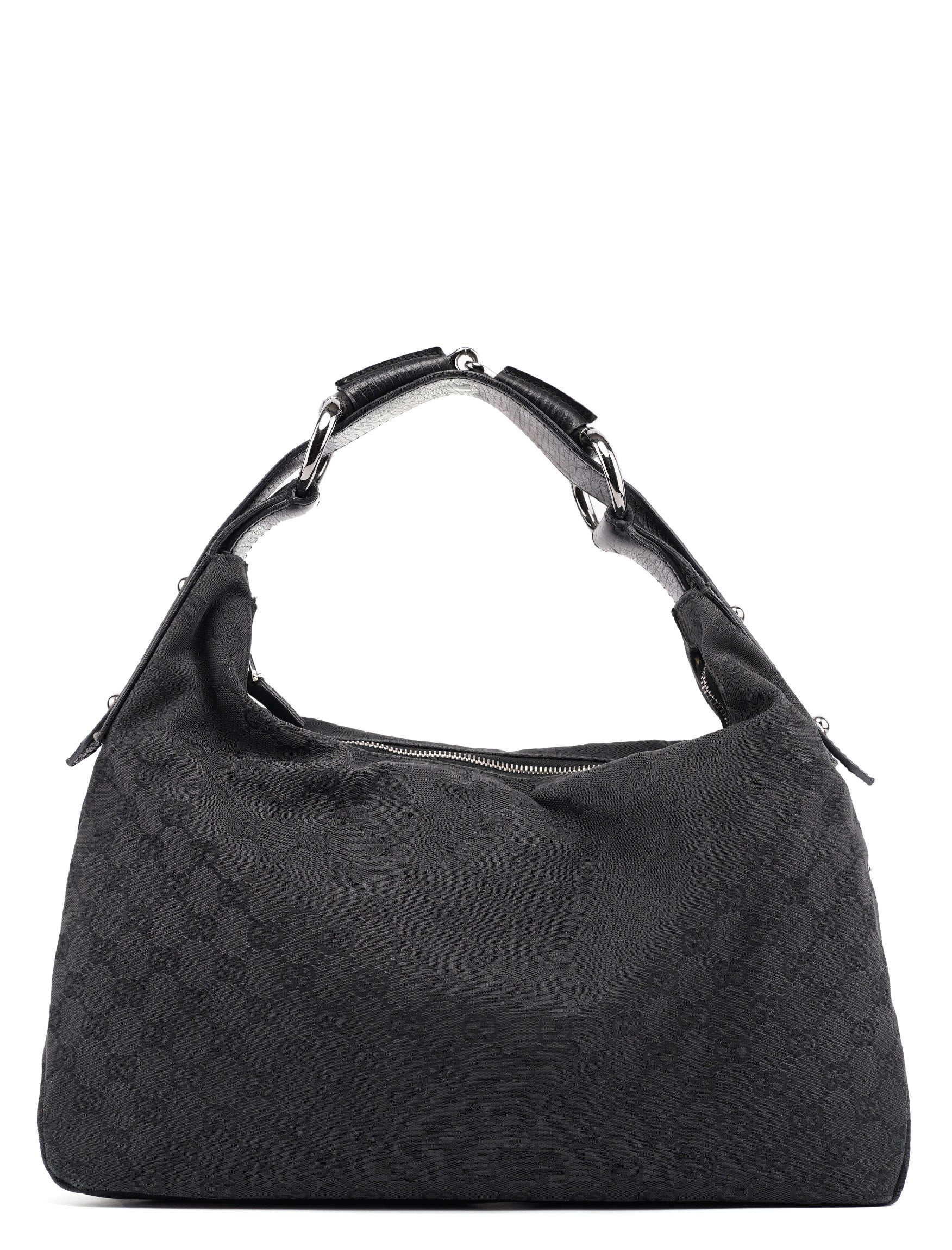 Gucci 115867 Black GG Horsebit Shoulder Bag