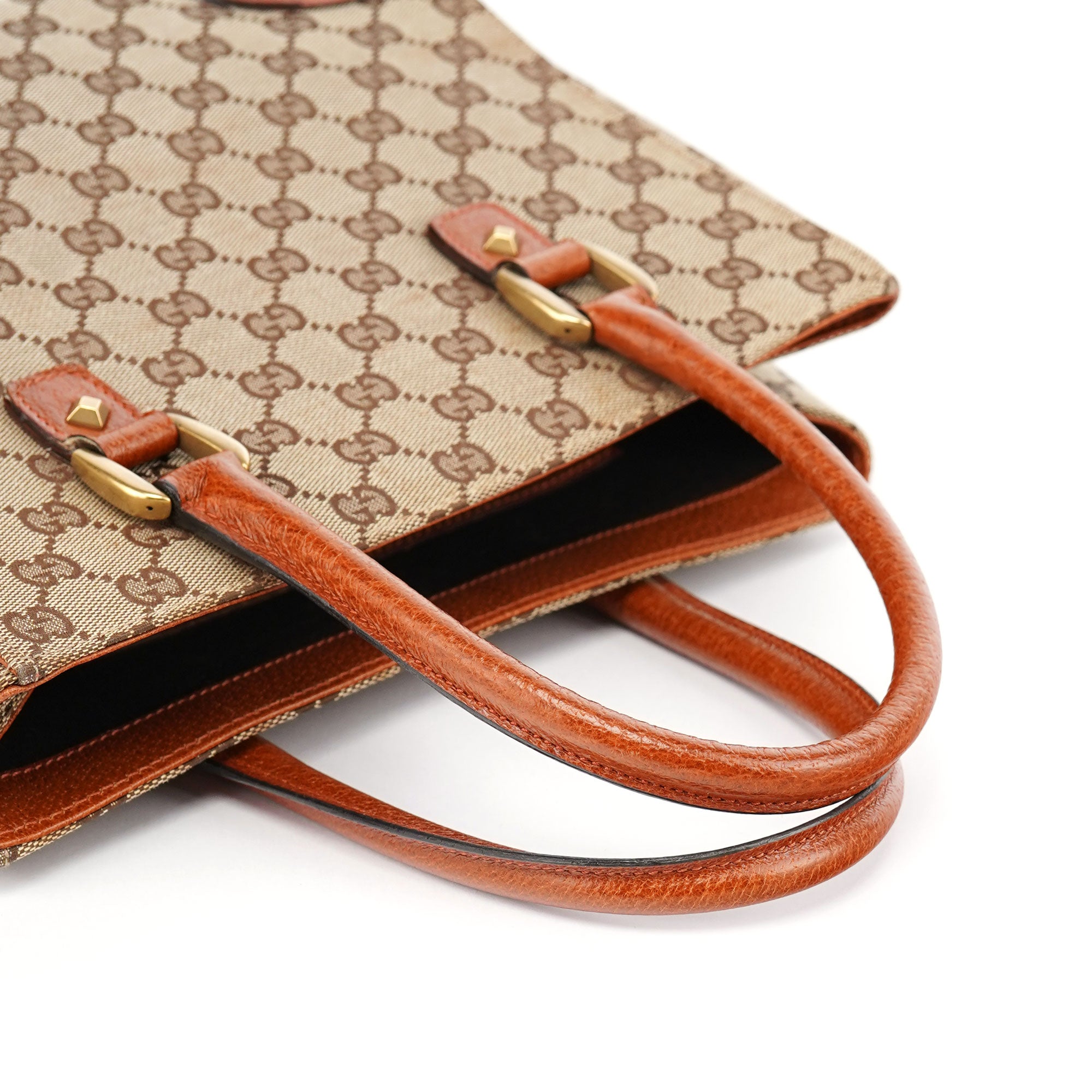 Gucci 120895 Beige Brown GG Tote Bag