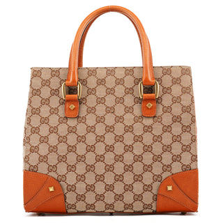 Gucci 120895 Beige Light Brown GG Canvas Tote Bag