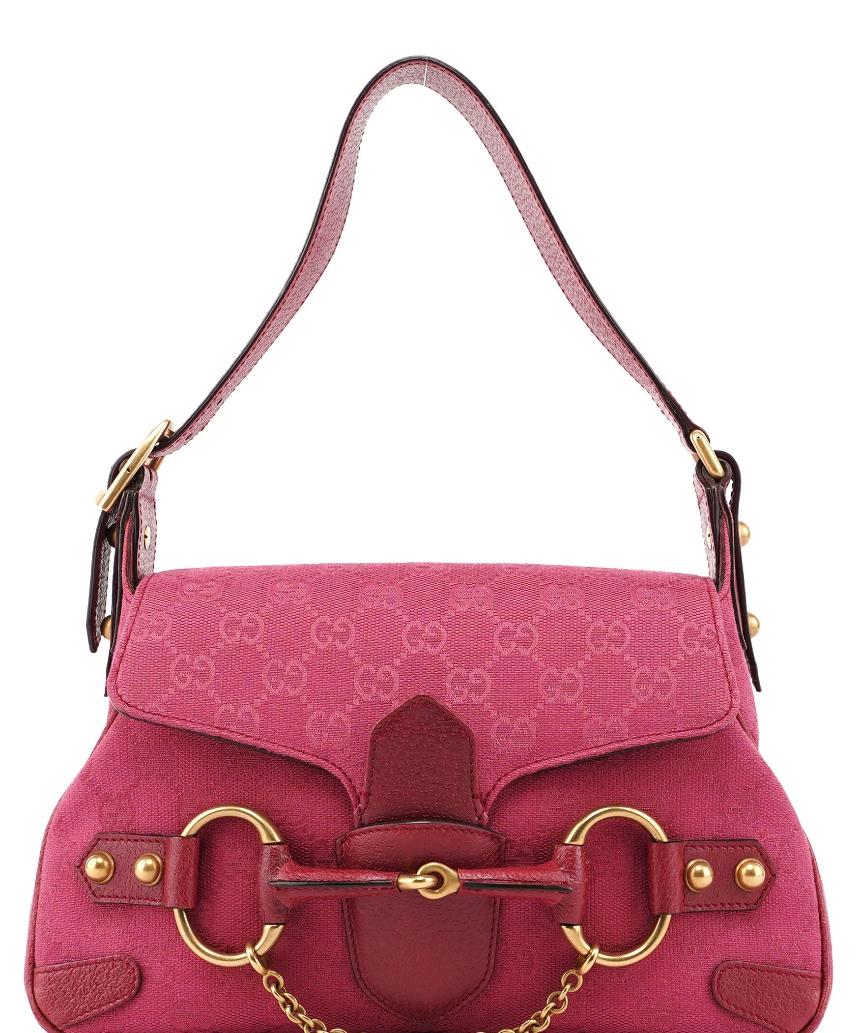 Gucci 120984 Pink GG Horsebit Shoulder Bag