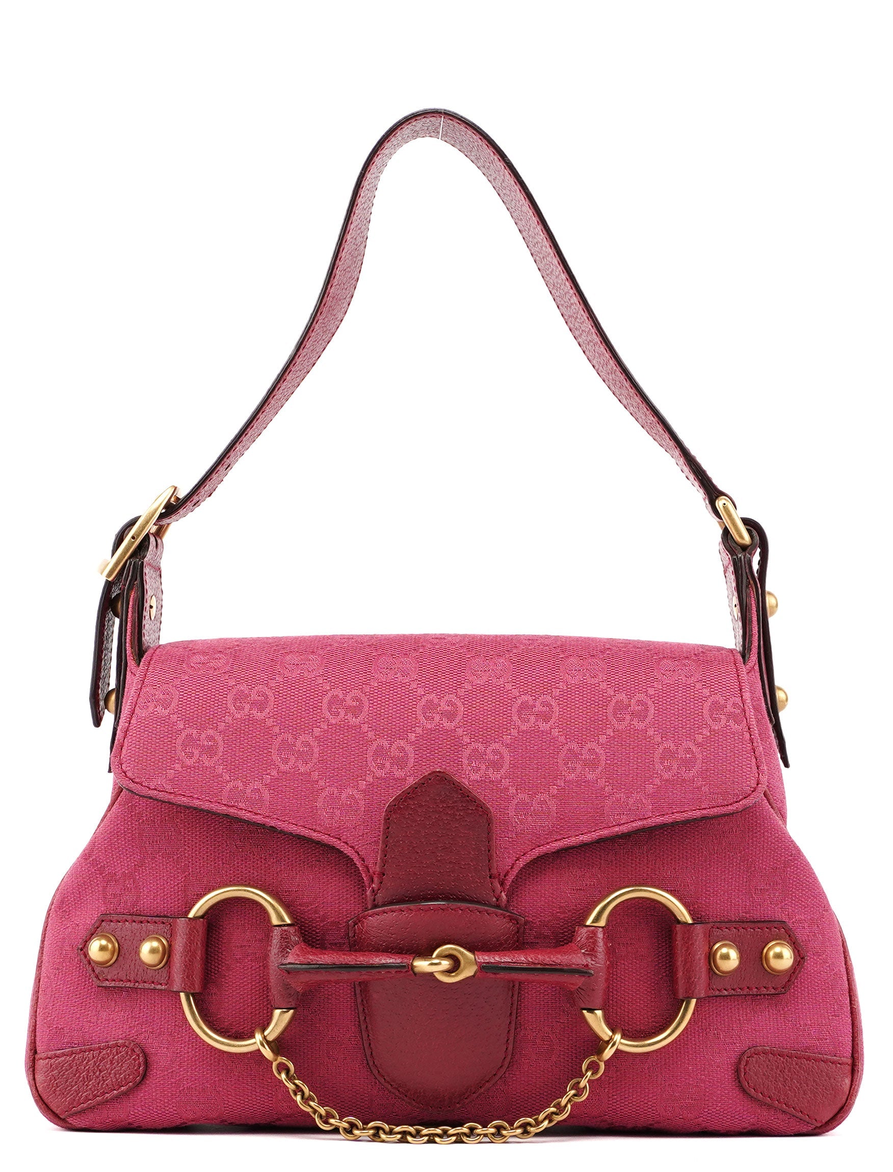 Gucci 120984 Pink GG Horsebit Shoulder Bag