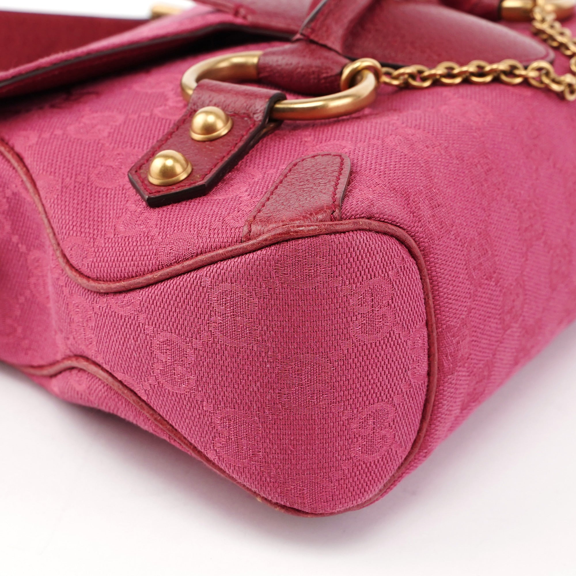 Gucci 120984 Pink GG Horsebit Shoulder Bag