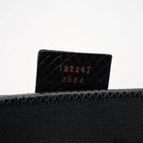 Gucci 123247 Black Canvas Lizard Bamboo Shoulder Bag