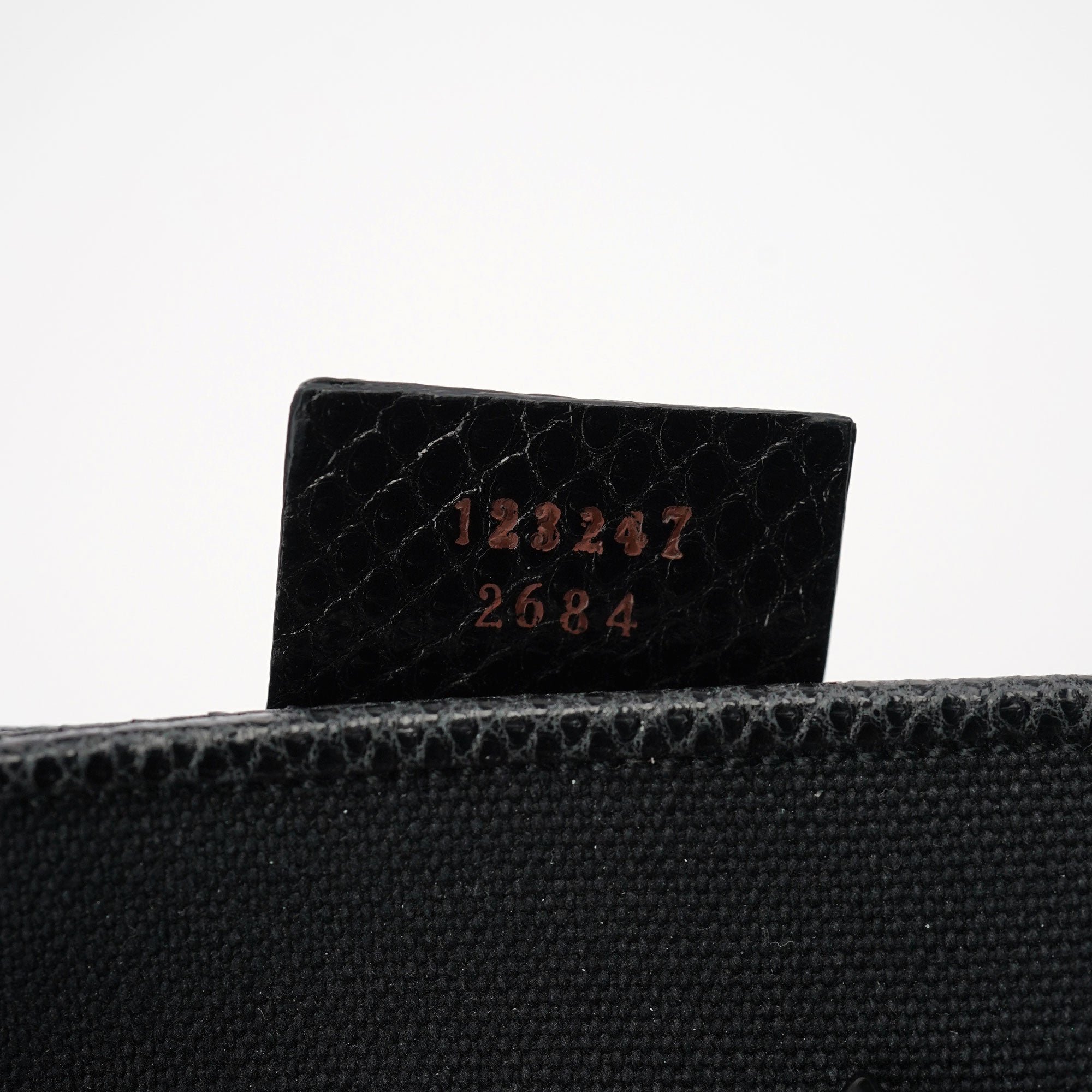 Gucci 123247 Black Canvas Lizard Bamboo Shoulder Bag