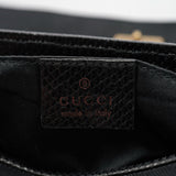 Gucci 123247 Black Canvas Lizard Bamboo Shoulder Bag