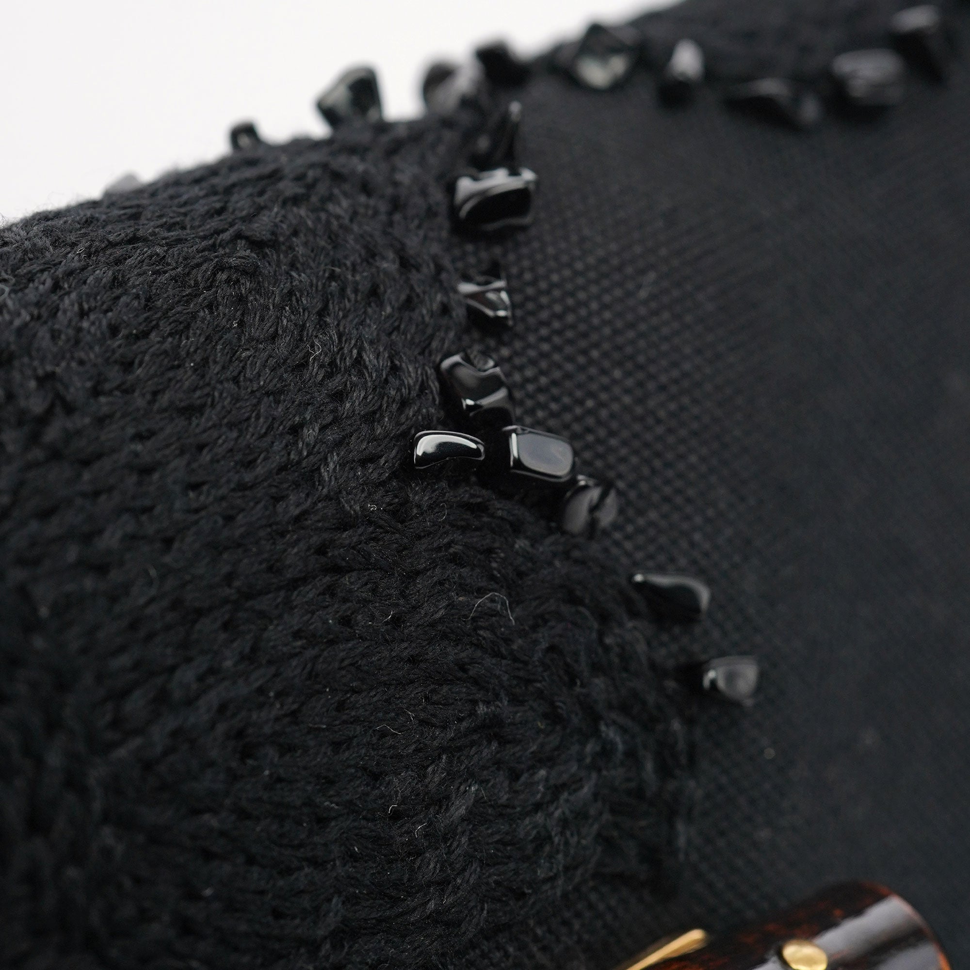 Gucci 123247 Black Canvas Lizard Bamboo Shoulder Bag