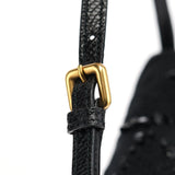 Gucci 123247 Black Canvas Lizard Bamboo Shoulder Bag
