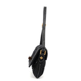 Gucci 123247 Black Canvas Lizard Bamboo Shoulder Bag